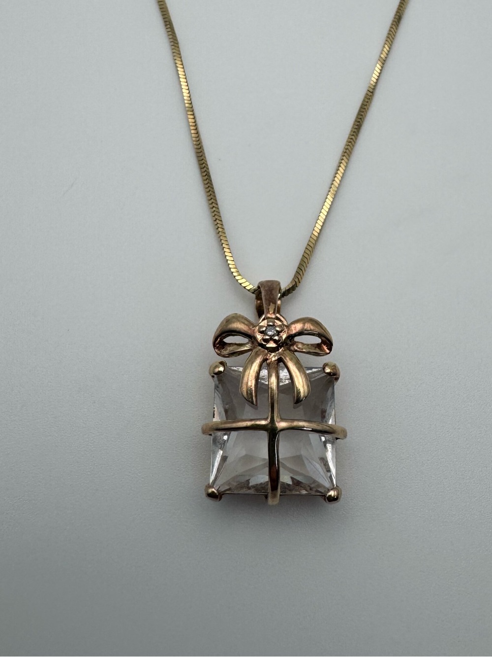 Gold Vermeil Sterling Silver 925 Gift Box Pendant Necklace